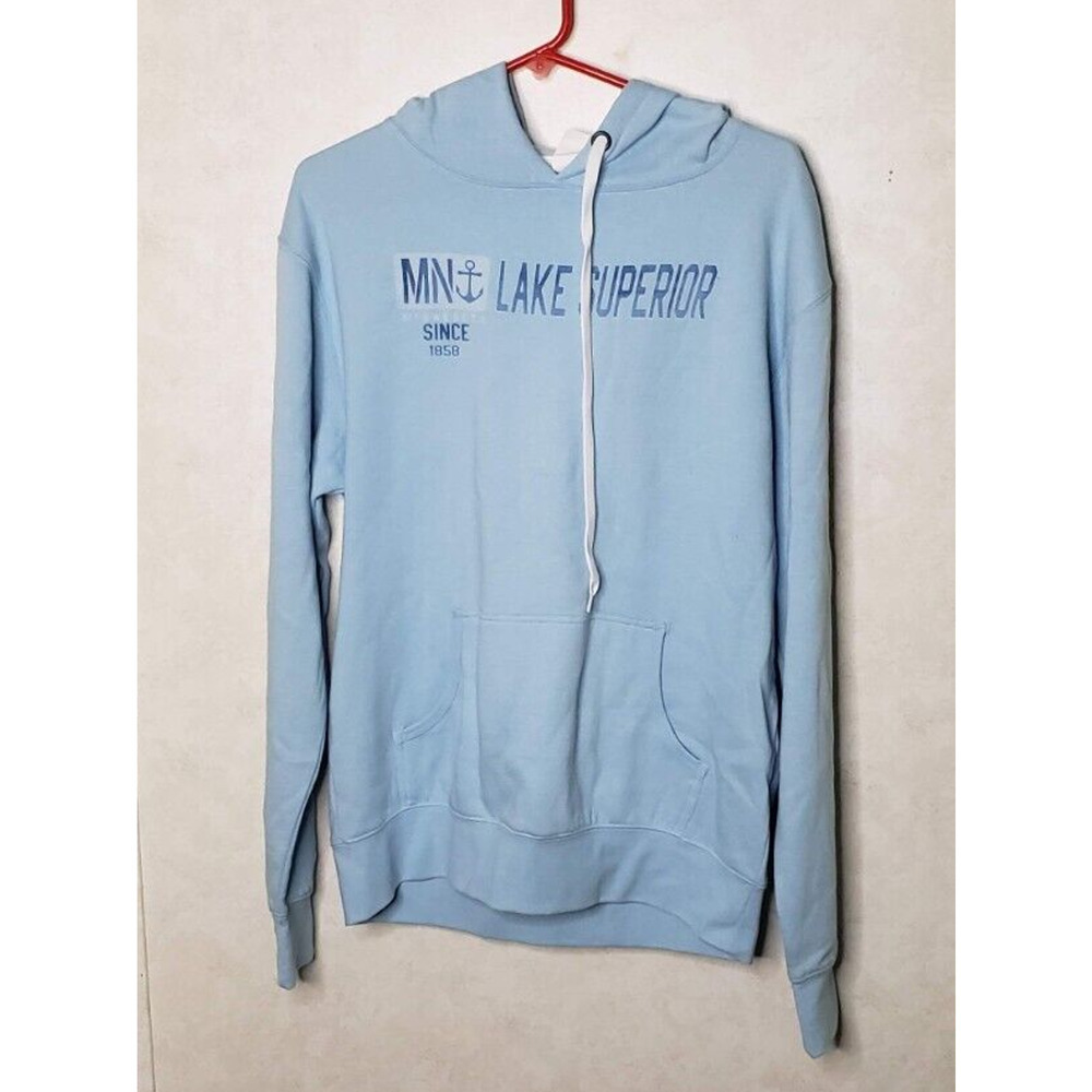Lake Superior MN Womans Large Light Blue Pullover Hoodie Blue 84